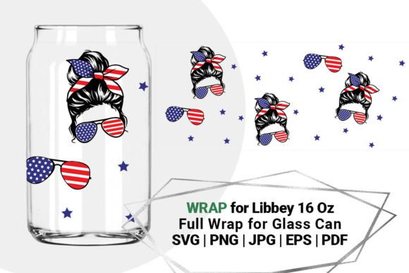 American Mom Svg for Libbey 16 Oz Can Graphics