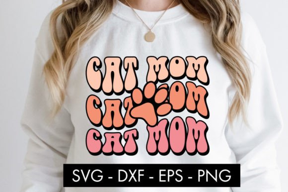 Cat Mom SVG: Retro Graphics for Crafts