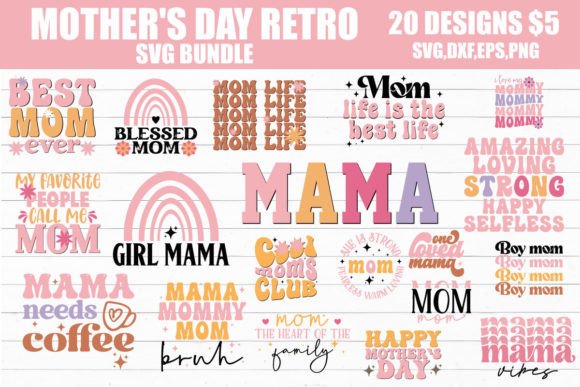 Mother s Day Retro SVG Bundle: Graphics for Crafts